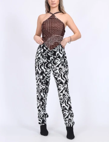 Pantaloni Vero Moda, alb/negru