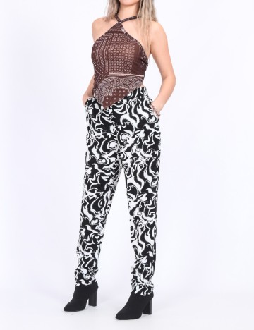 Pantaloni Vero Moda, alb/negru