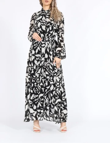 Rochie lunga Only, alb/negru