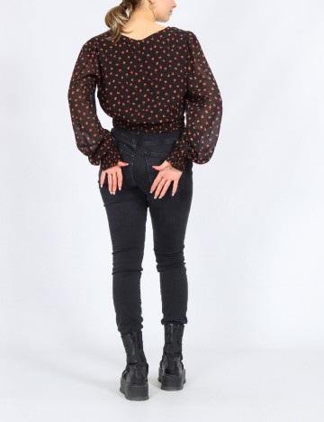 Top Only, negru/caramiziu