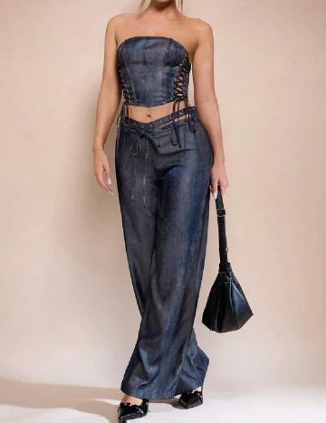 Pantaloni SHEIN, albastru Albastru