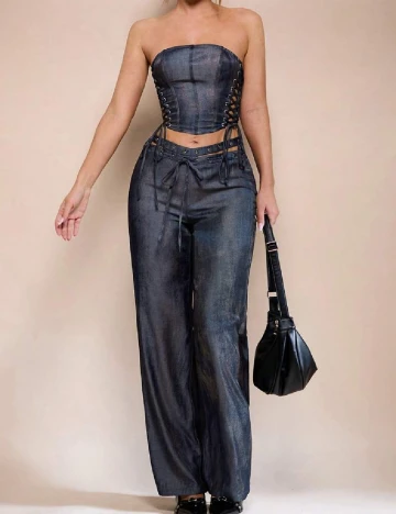 Pantaloni SHEIN, albastru Albastru