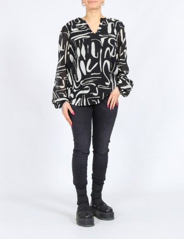 
						Bluza Only, alb/negru