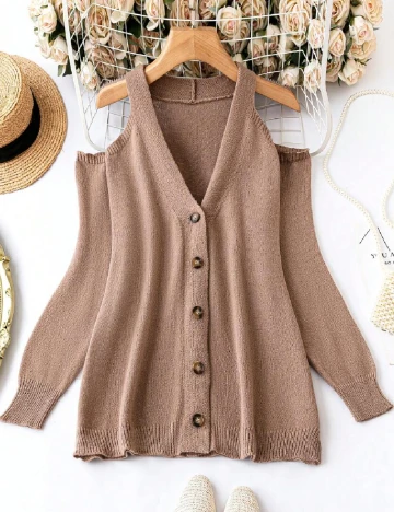 Cardigan SHEIN CURVE, maro