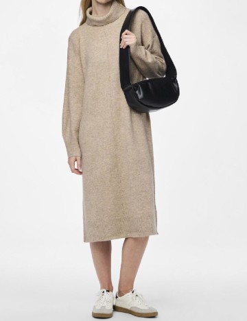 Rochie medie Pieces, crem