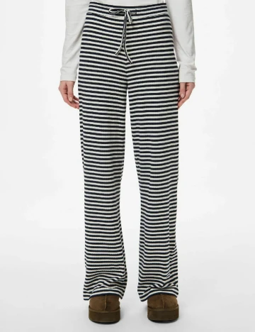 Pantaloni Pieces, alb/negru Negru