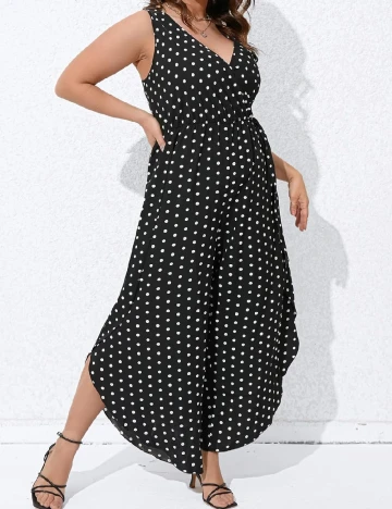 Salopeta SHEIN CURVE, alb/negru Negru