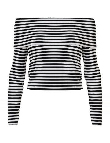 Bluza Pieces, alb/negru