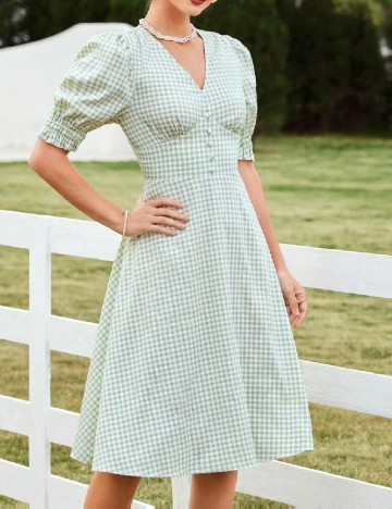 Rochie medie SHEIN, verde/alb