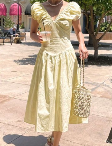 
						Rochie medie Dazy, galben