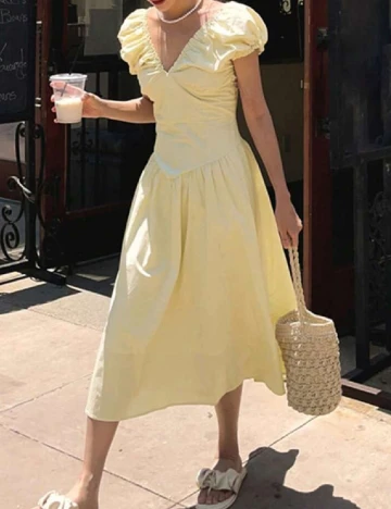 Rochie medie Dazy, galben Galben