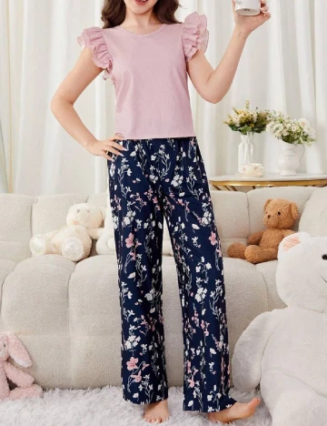 Pijama Shein Kids, roz/albastru Roz