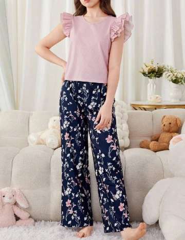 Pijama Shein Kids, roz/albastru Roz