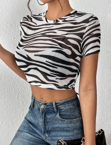 Top SHEIN, alb/negru