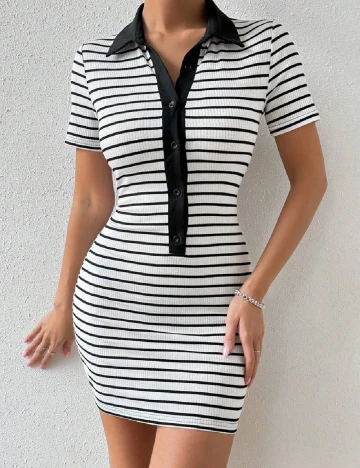 Rochie scurta SHEIN, alb/negru