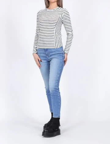 Bluza Pieces, alb/negru