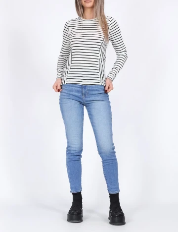 Bluza Pieces, alb/negru
