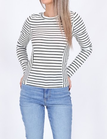 
						Bluza Pieces, alb/negru