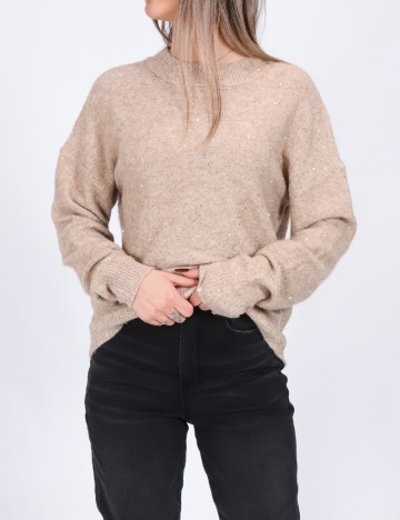 Pulover Pieces, crem