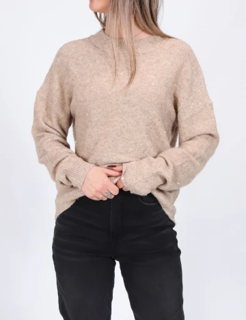 Pulover Pieces, crem