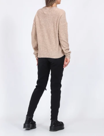 Pulover Pieces, crem