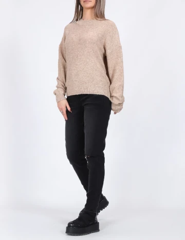 Pulover Pieces, crem