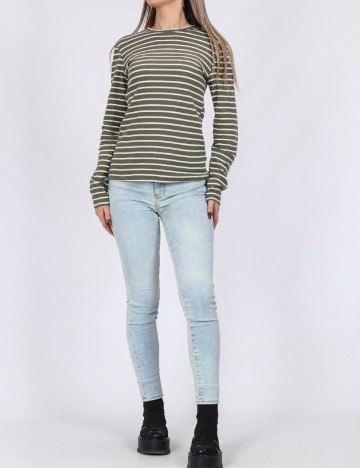 Bluza Pieces, alb/verde
