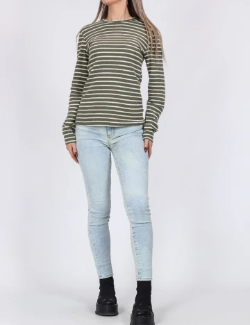 Bluza Pieces, alb/verde