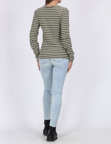 Bluza Pieces, alb/verde