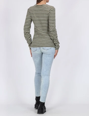 Bluza Pieces, alb/verde