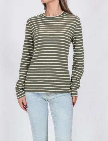Bluza Pieces, alb/verde