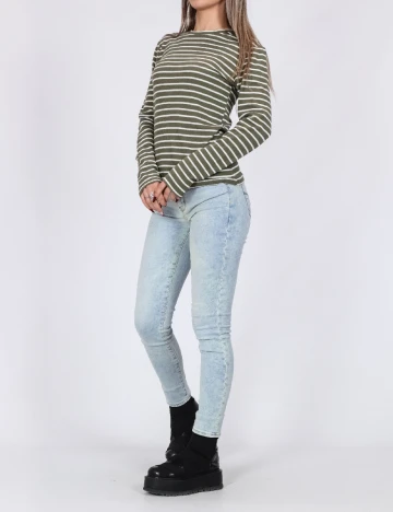 Bluza Pieces, alb/verde