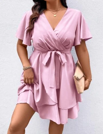 Rochie scurta SHEIN CURVE, roz Roz
