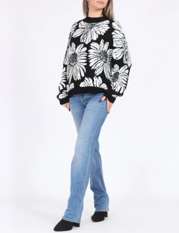 Pulover Jacqueline de Yong, alb/negru