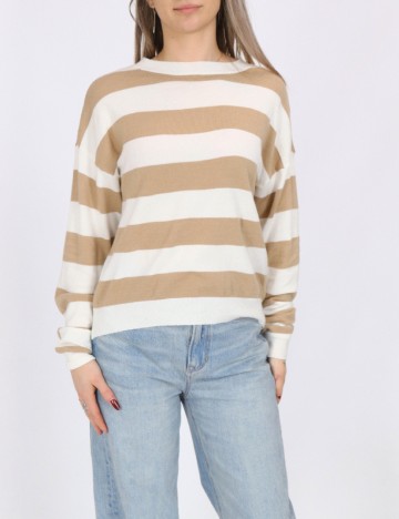 
						Bluza Pieces, maro/alb