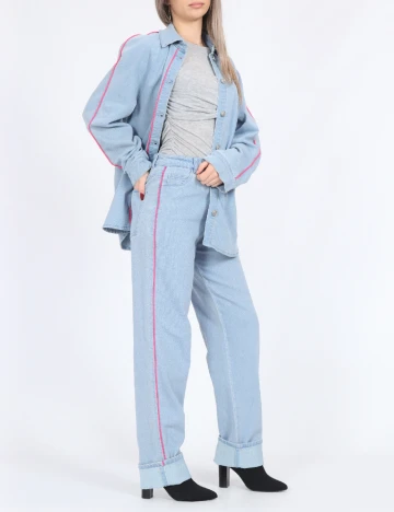 Jacheta Oversize Pieces, albastru Albastru