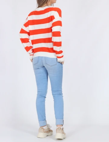 Bluza Pieces, alb/portocaliu
