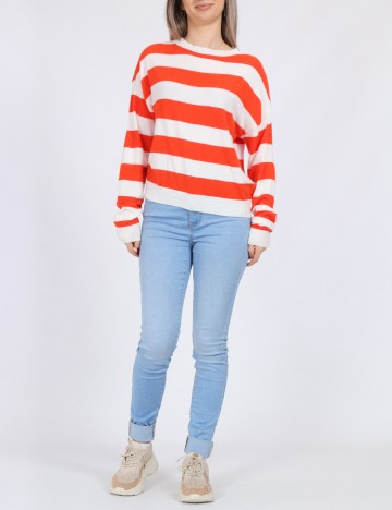 
						Bluza Pieces, alb/portocaliu
