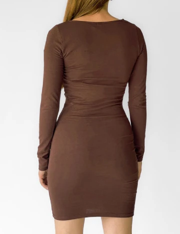 Rochie scurta Pieces, maro Maro