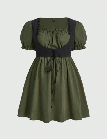
						Rochie scurta Romwe Plus Size, verde