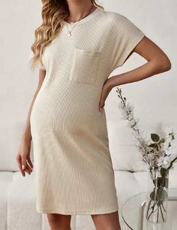 Rochie scurta SHEIN Maternity, crem