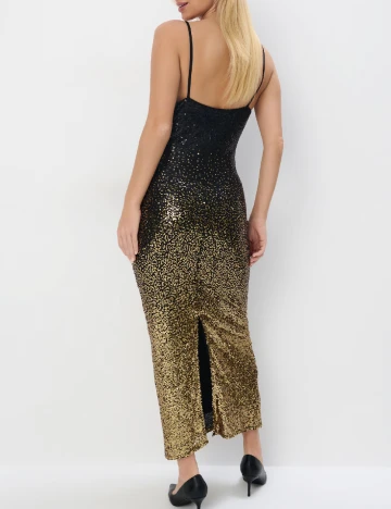 Rochie lunga Mohito, negru/auriu