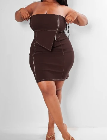 Rochie scurta PRETTYLITTLETHING Plus Size, maro Maro