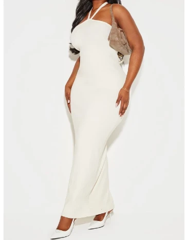 Rochie lunga PRETTYLITTLETHING, ecru Alb