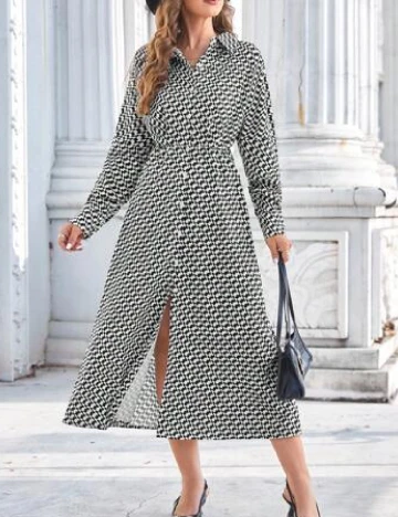 Rochie medie SHEIN, alb/negru