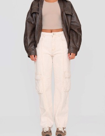 
						Pantaloni PRETTYLITTLETHING, crem