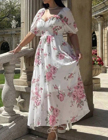 Rochie lunga SHEIN CURVE, floral print Floral print