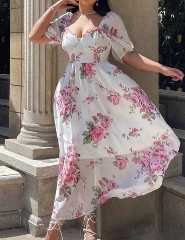 Rochie lunga SHEIN CURVE, floral print Floral print