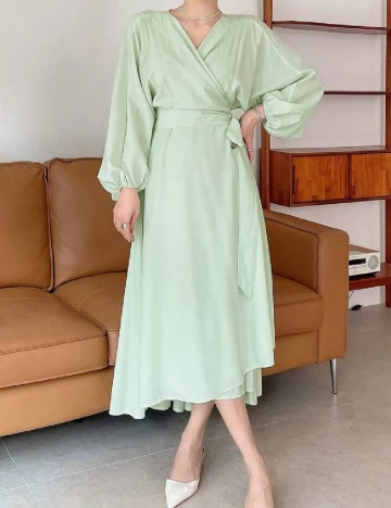Rochie medie Dazy, verde deschis Verde