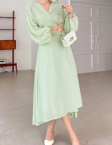 Rochie medie Dazy, verde deschis Verde